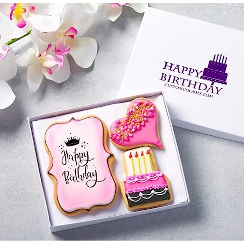 Happy Birthday Gift Basket Custom Sugar Cookies - Happy Birthday...