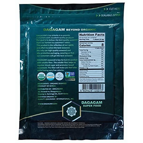 Dagagam Sushi Nori 4Oz 50 Full Sheets : Premium Seaweed Sheets