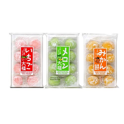 Japanese Mochi Fruits Daifuku Rice Cake Strawberry, Melon, Gre