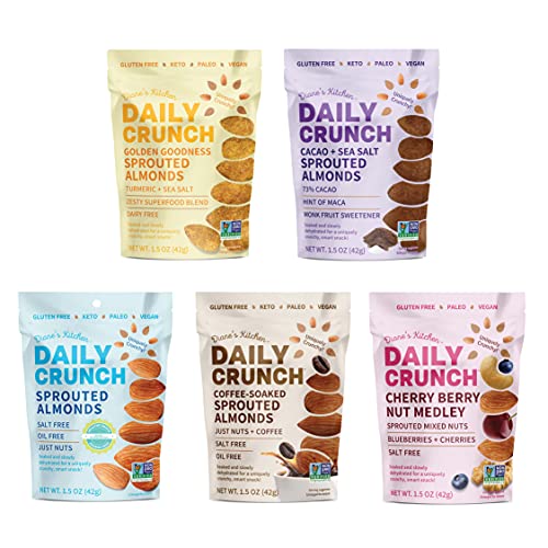 Daily Crunch Sprouted Almonds, 1.5 Ounce Mini, On-The-Go Bags V