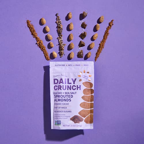 Daily Crunch Sprouted Almonds, 5 Ounce Resealable Bags Cacao an...