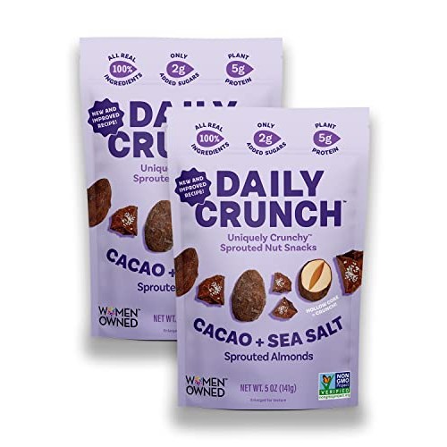 Daily Crunch Sprouted Almonds, 5 Ounce Resealable Bags Cacao an...
