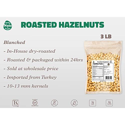 Blanched / Roasted Hazelnuts 3 Lb |Unsalted| Filberts | No Skin
