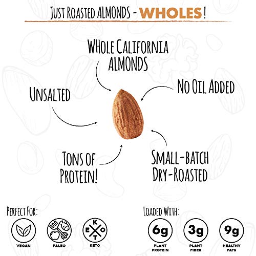 Just Roasted Almonds Whole, Non-Gmo, Certified Gluten Free, Pro