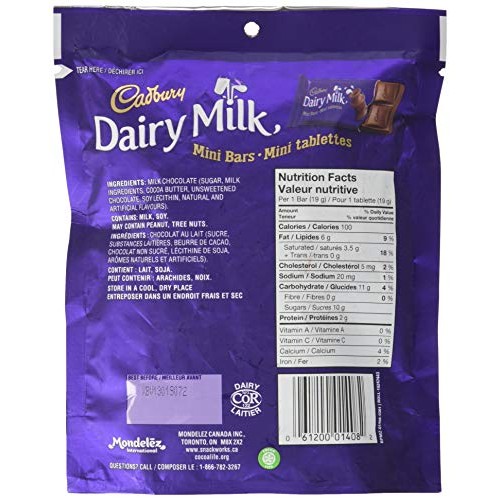 Cadbury Dairy Milk, Milk Chocolate Minis, 152G/5.4Oz Bag, Impor