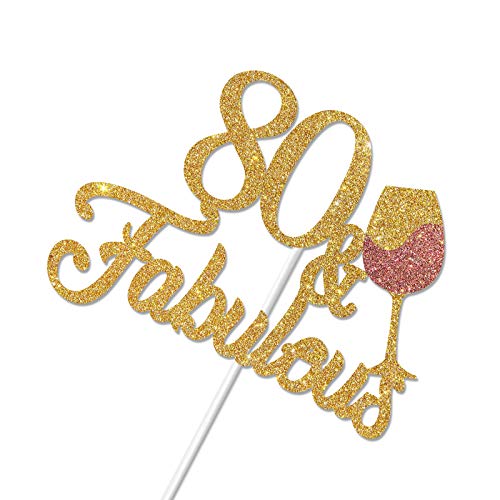 Dalaber 80 &Amp; Fabulous Cake Topper - Happy 80Th Birthday Cheers T
