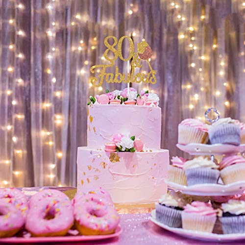 Dalaber 80 &Amp; Fabulous Cake Topper - Happy 80Th Birthday Cheers T