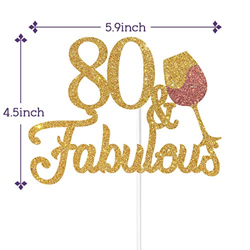 Dalaber 80 &Amp; Fabulous Cake Topper - Happy 80Th Birthday Cheers T