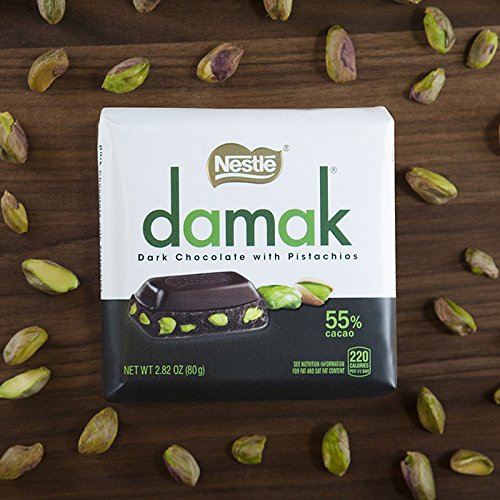 Nestle Damak Dark Chocolate With Pistachios, 2.82 Ounce 6 Bars