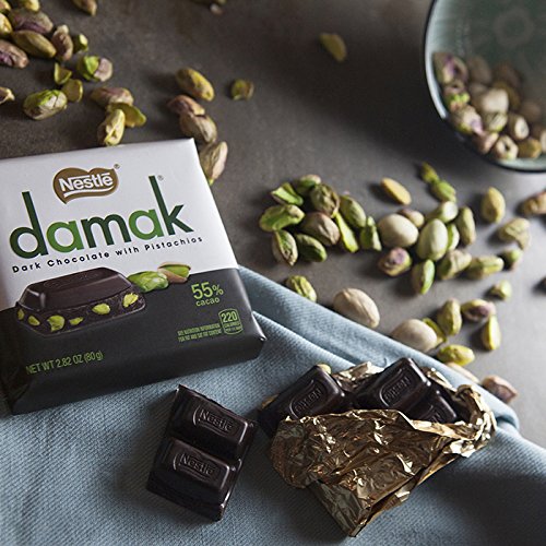 Nestle Damak Dark Chocolate With Pistachios, 2.82 Ounce 6 Bars