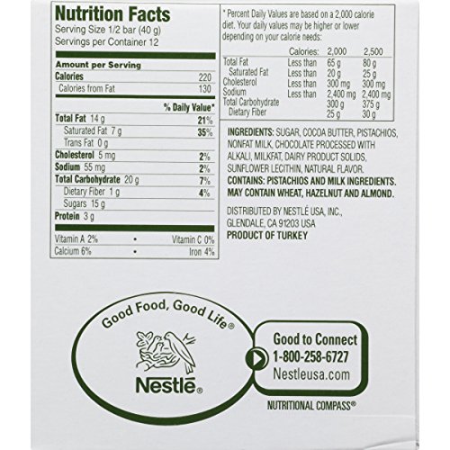 Nestle Damak Fine Chocolate With Pistachios, 2.82 Ounce 6 Bars