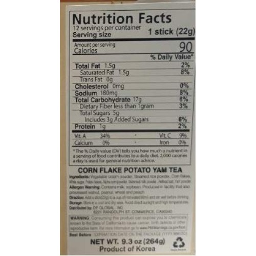 [Health Tea] Korea Food Corn Flakes + Potato + Yam Tea 22G X 40T