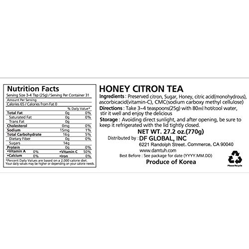 Damtuh Korean Honey Tea, Citron Tea With Honey + Ginger Tea With