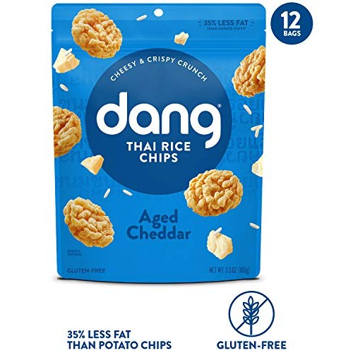 Dang Thai Rice Chips | Aged Cheddar | 12 Pack | Gluten Free, Soy