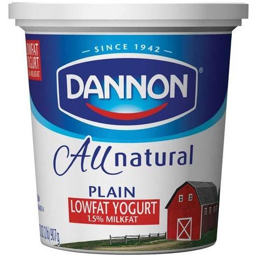 Dannon All Natural Quart Plain Lowfat Yogurt, 32 Ounce -- 6 Per