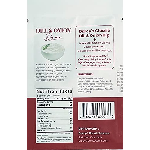 Darcys For All Seasons, Dill and Onion Dip Mix .6 oz - 3-Pack