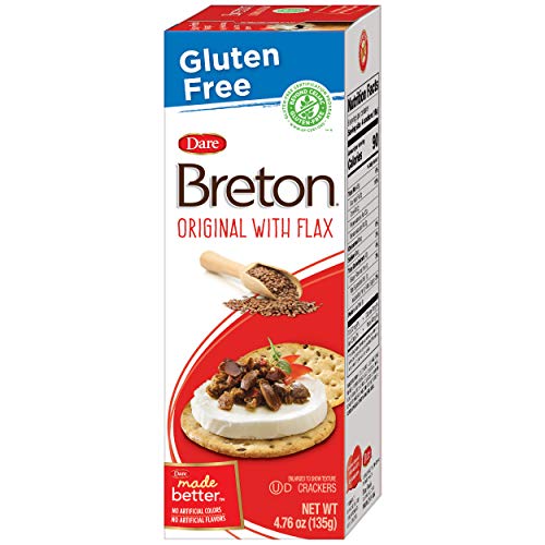 Dare Breton Gluten Free Crackers, Original With Flax, 4.76 Ounce