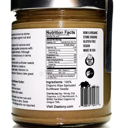 Dastony sunflower seed butter sprouted og, 8 oz