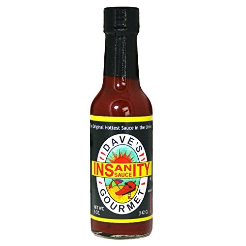 Daves Gourmet Insanity Super Hot Sauce Wooden Crate Gift Set 4