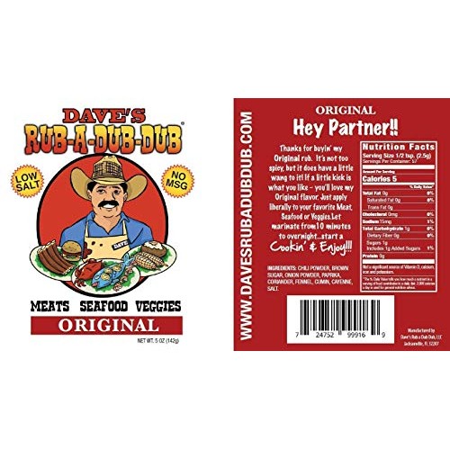 Daves Rub A Dub Dub Original Bbq Dry Rub Seasoning Low Sodium S