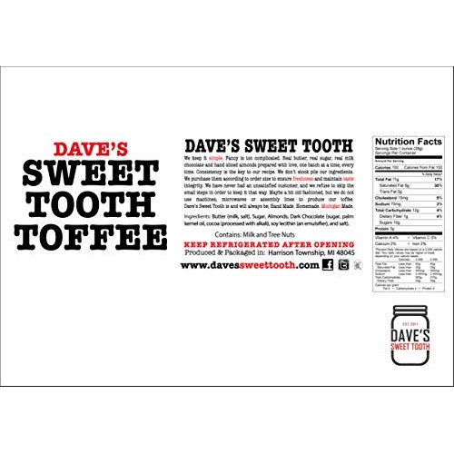 Daves Sweet Tooth Toffee, Peanut Butter Crunch Flavor With Real