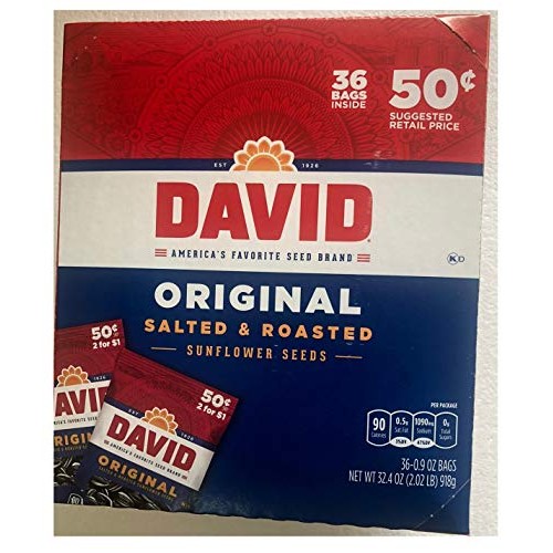 David Seed SunFlower Seeds, Original, 36 Count Pack of 1 David Seed SunFlower Seeds, Original, 36 Count Pack of 1