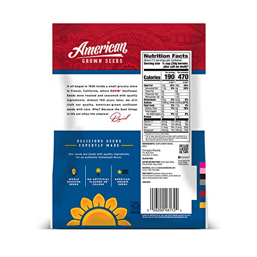 DAVID Roasted and Salted Original Sunflower Seeds, 5.25 oz