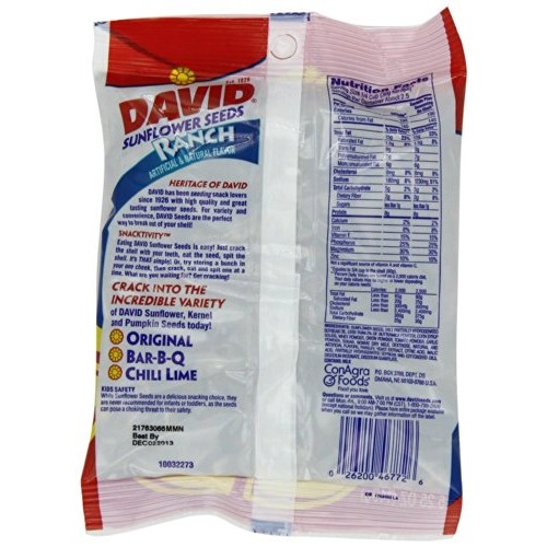 David Roasted &Amp; Salted Ranch Flavored Sun Flower Seeds 3 Packs