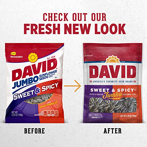 David Roasted And Salted Sweet And Spicy Jumbo Sunflower Seeds,