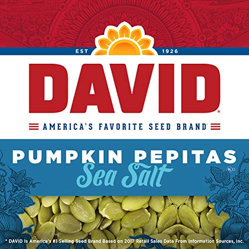DAVID Sea Salt Pumpkin Pepitas Seeds, Keto Friendly, 5 oz Reseal...