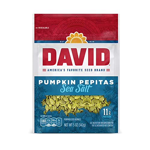 DAVID Sea Salt Pumpkin Pepitas Seeds, Keto Friendly, 5 oz Reseal...