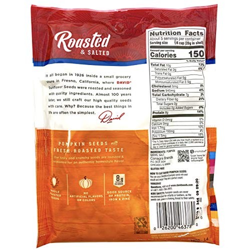 David Seeds, Pumpkin Seeds, 5-Ounce Bags Pack of 4