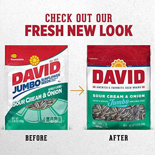 David Sour Cream &Amp; Onion Jumbo Sunflower Seeds, Keto Friendly, 5