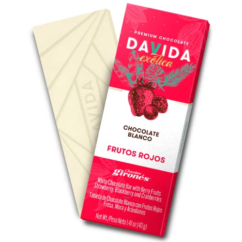 DAVIDA Premium Colombian White Chocolate Bars with Strawberries,...