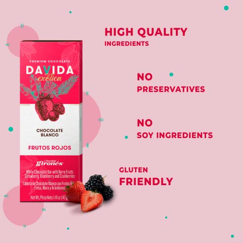 DAVIDA Premium Colombian White Chocolate Bars with Strawberries,...