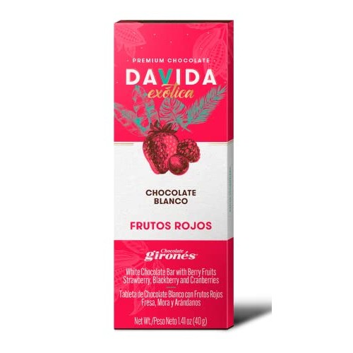 DAVIDA Premium Colombian White Chocolate Bars with Strawberries,...