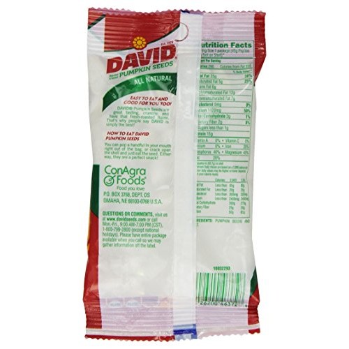 Davids Pumpkin Seeds, 2.2500-Ounces Pack Of12