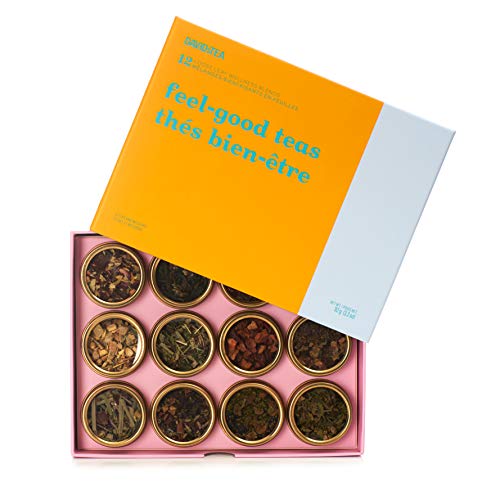 Davidstea Feel-Good Teas 12 Tea Sampler, Loose Leaf Tea Gift Set