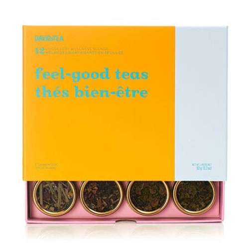 Davidstea Feel-Good Teas 12 Tea Sampler, Loose Leaf Tea Gift Set