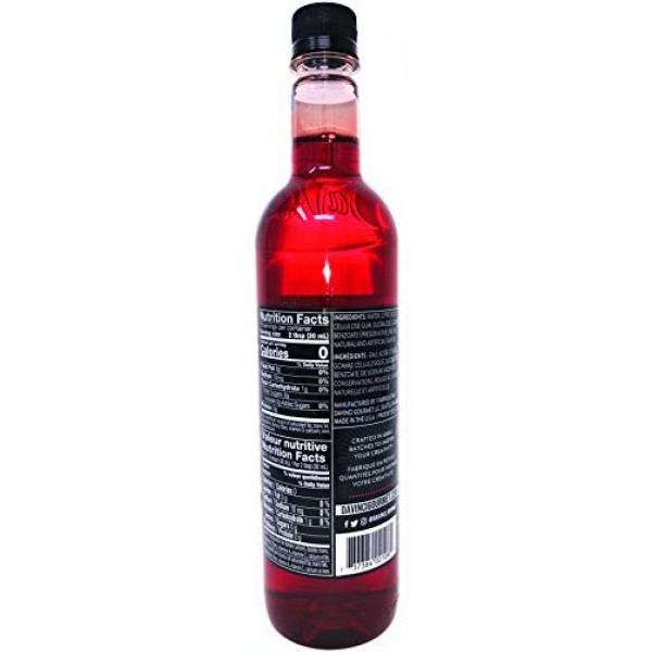 DaVinci Gourmet Sugar Free Cherry Syrup, 750 mL Plastic Bottle