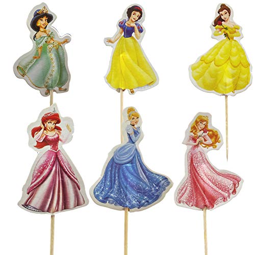 Dawei 24Pcs Princess Cupcake Toppers Party Decoration Party Supp