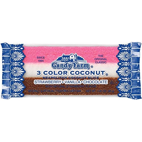 Neapolitan Coconut Slice Candy Bars Vanilla, Chocolate &Amp; Strawb Neapolitan Coconut Slice Candy Bars Vanilla, Chocolate &Amp; Strawb