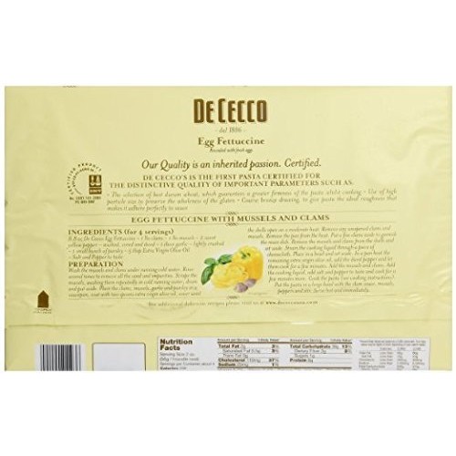 De Cecco Pasta Egg Noodle Fettuccine, 8.8 Ounce -- 12 Per Case.