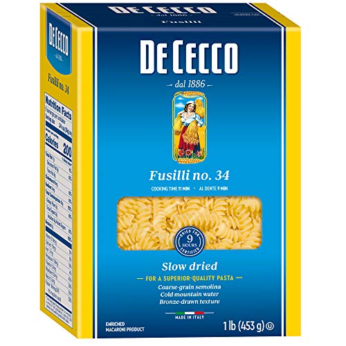 De Cecco Semolina Pasta, Fusilli No.34, 1 Pound Pack Of 5