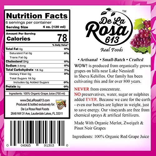 De La Rosa Austrian Red Grape Juice, Kosher, Non-GMO & Gluten Fr...