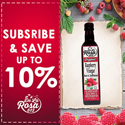 De La Rosa Organic Raspberry Vinegar, Raw & Unfiltered Pure Vine...