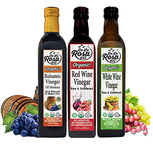 Organic Vinegar Variety 3-Pack - Red &Amp; White Wine And Balsamic V