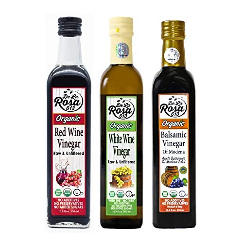 Organic Vinegar Variety 3-Pack - Red &Amp; White Wine And Balsamic V