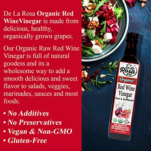 Organic Red Wine Vinegar - De La Rosa 16.9Oz - Raw &Amp; Unfiltered