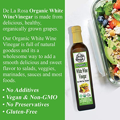 Organic White Wine Vinegar - De La Rosa 16.9Oz - Raw &Amp; Unfiltere